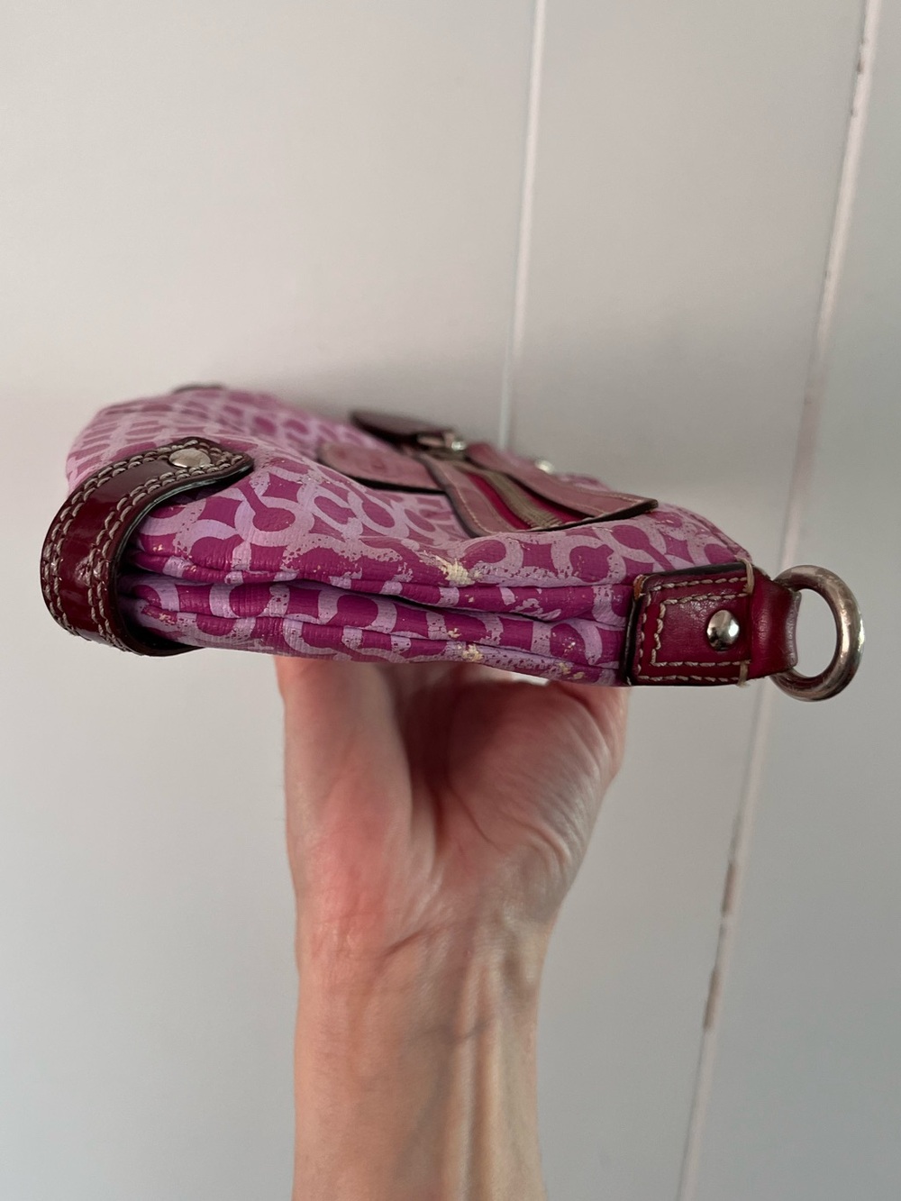 Coach Penelope Op Art Wristlet Clutch Y2K Pink Purple Poppy Mini Bag No Strap - Picture 4 of 16